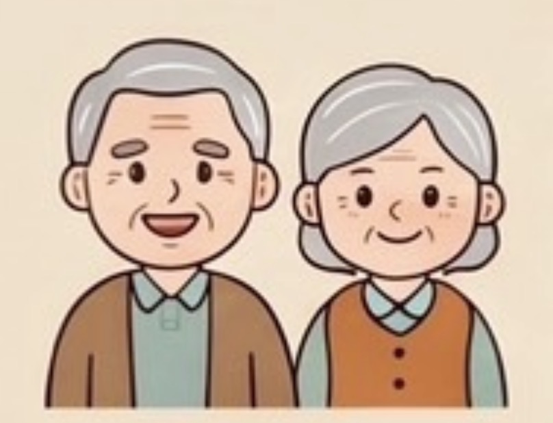 插畫:面帶微笑的銀髮族夫婦